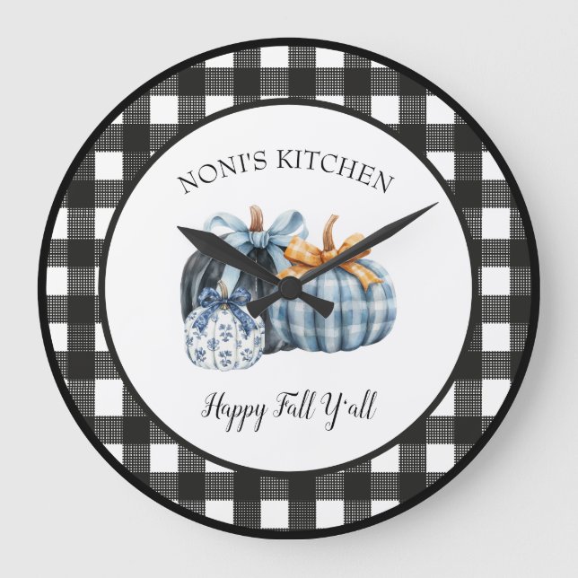 Buffalo Play Watercolor Blue Pumpkin Stor Klocka (Framsida)