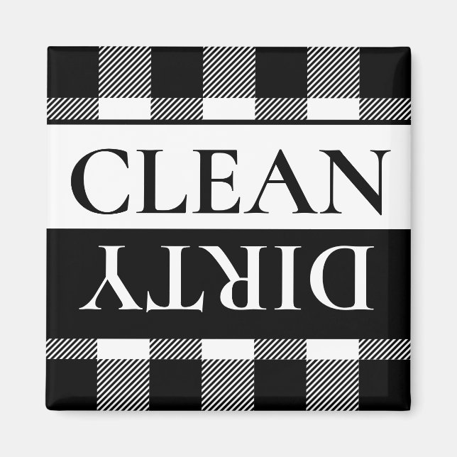 Buffalo Play White Black Dirty Clean Dishwasher Magnet (Framsidan)