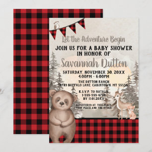 Buffalo Play Woodland Baby Shower Inbjudningar
