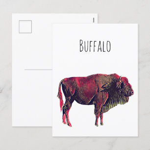 Buffalo Porträtt-utformning för bisonoxe eller vil Helg Vykort