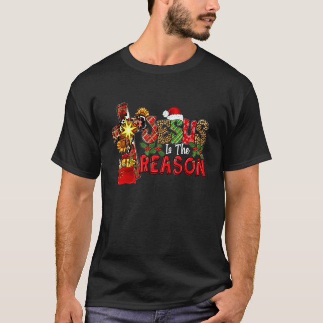Buffalo Randig Leopard Jesus Är Anledningen Jul T Shirt (Framsida)