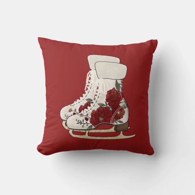 Buffalo Red Cabin Ice Skate Pillow Kudde (Framsida)