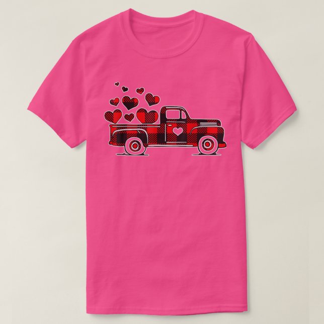 Buffalo Red Plaid Truck With Heart Cute Valentine' T Shirt (Design framsida)