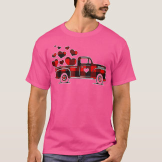 Buffalo Red Plaid Truck With Heart Cute Valentine' T Shirt