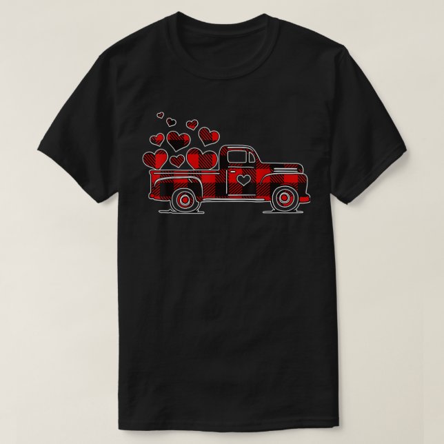 Buffalo Red Plaid Truck With Heart Cute Valentine' T Shirt (Design framsida)