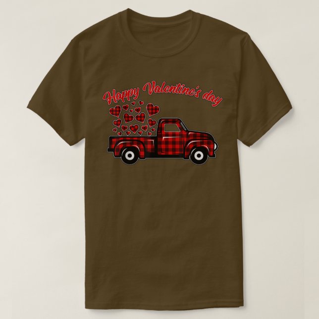 Buffalo Red Play Hearts Pickupare Lastbil Cute Val T Shirt (Design framsida)
