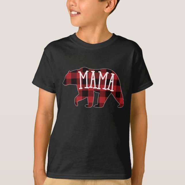 Buffalo Red Play Mamma Bear Family Bear T Shirt (Framsida)