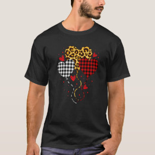 Buffalo Red Play och Leopard Cute Hearts Valentin T Shirt