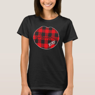 Buffalo Röd Färgad Randig Läppar Rolig Alla Hjärta T Shirt