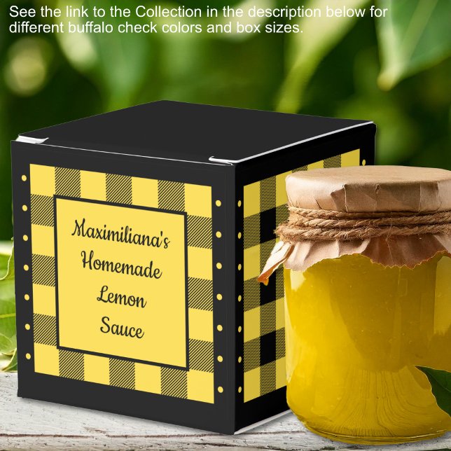 Buffalo-ruta - Gul och svart - Klassisk Presentaskar (Buffalo Check - Yellow and Black - Classic Favor Boxes by Leapfroglisics Shop)