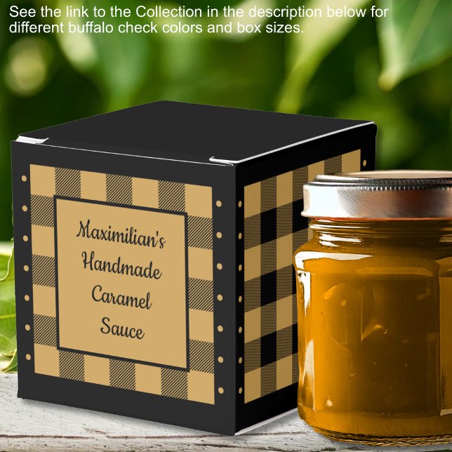 Buffalo-ruta - Guld och svart - Klassisk Presentaskar (Buffalo Check - Gold and Black - Classic Favor Boxes by Leapfroglisics Shop)