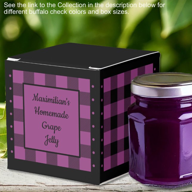 Buffalo-ruta - Lila och svart - Klassisk Presentaskar (Buffalo Check - Purple and Black - Classic Favor Boxes by Leapfroglisics Shop)