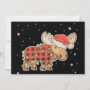 Buffalo-rutig älg jultomte hatt julgran lampa inbjudningar