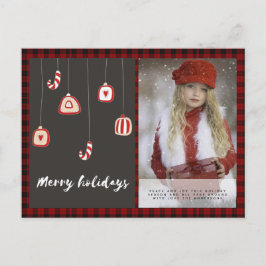 Buffalo-rutig Foto Jul Nyår Folkkonst Bauble Vykort