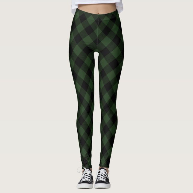 Buffalo-rutig fyrkantig mönster leggings (Framsida)