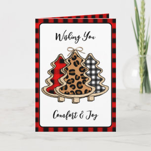 Buffalo-rutig, Gingham och Leopardtryck Jul Kort