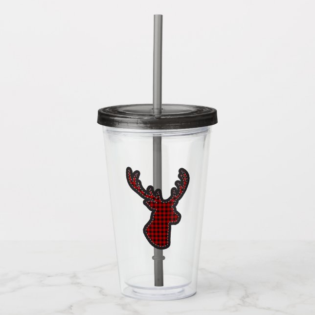 Buffalo-rutig hjort Scrapbook-motiv Take Away Mugg (Framsida)