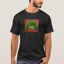 Buffalo-rutig julskogs hjort T-shirt