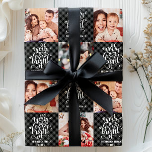 Buffalo-rutig Merry And Bright Jul Foto Presentpapper