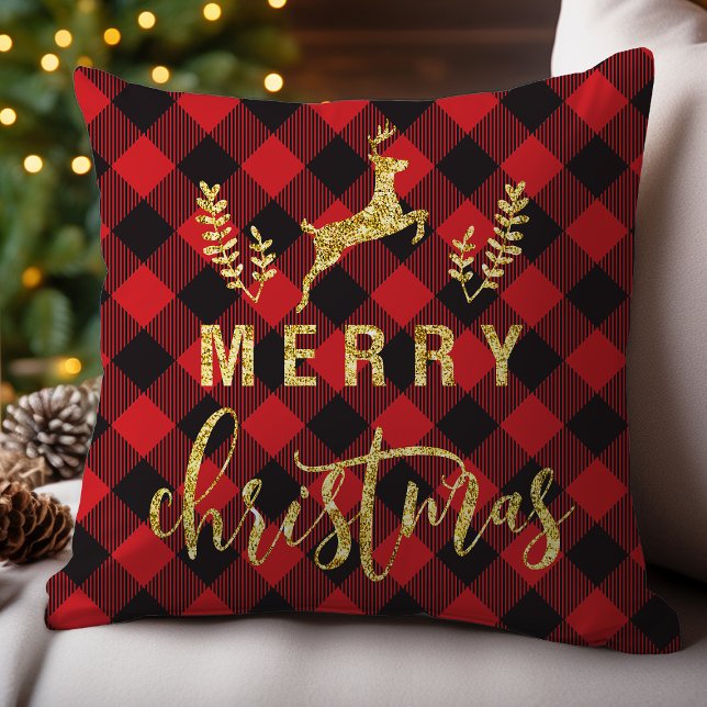 Buffalo-rutig Merry Christmas ren Glitter  Kudde (Skapare uppladdad)