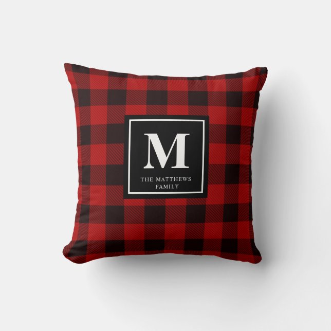Buffalo-rutig Monogram - Svart Kudde (Framsida)