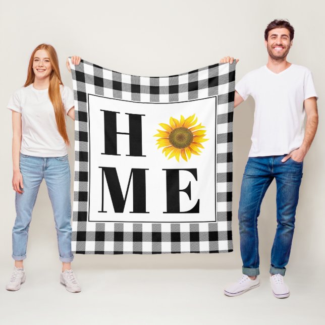 Buffalo-rutig solros "Hem"   Fleecefilt (På plats)