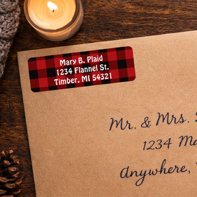 Buffalo-rutiga returadressetiketter returadress etikett (Flannel plaid return address label for envelopes)