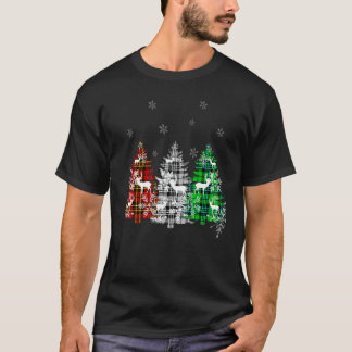 Buffalo-rutigt rött vitt grönt julgran ren t shirt