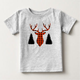 Buffalo Rutnätsmönster Hjort Pine Träd T Shirt
