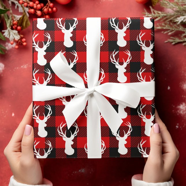 Buffalo-rutnätsmönster Hjort Rustik lantlig skog Presentpapper (Skapare uppladdad)