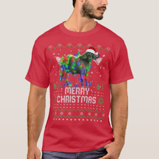 Buffalo Santa Hat Animal Julgran Ljus Hol T Shirt