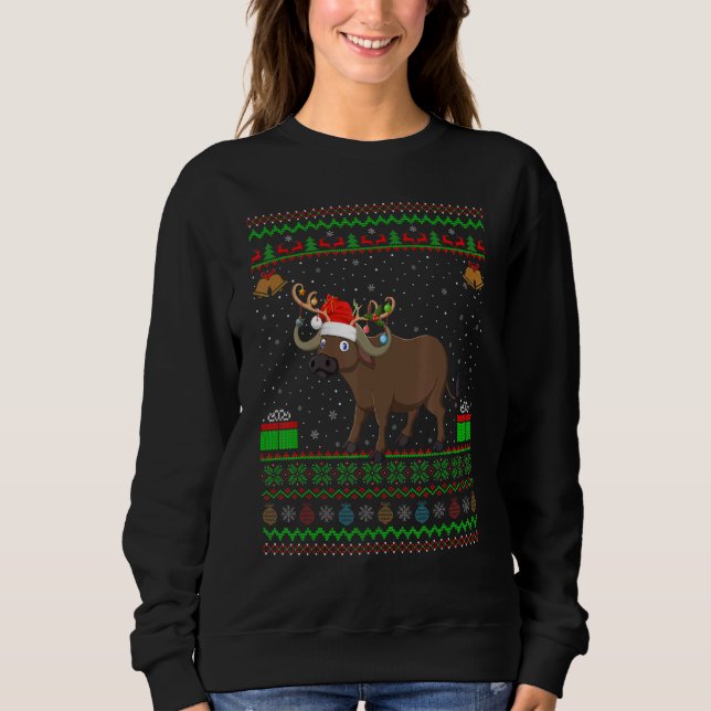 Buffalo Santa Hat Matching Ugly Buffalo-jul T Shirt (Framsida)