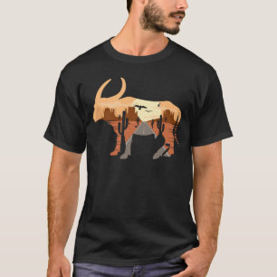 Buffalo silhouette Desert Cacti Monument Valley T Shirt