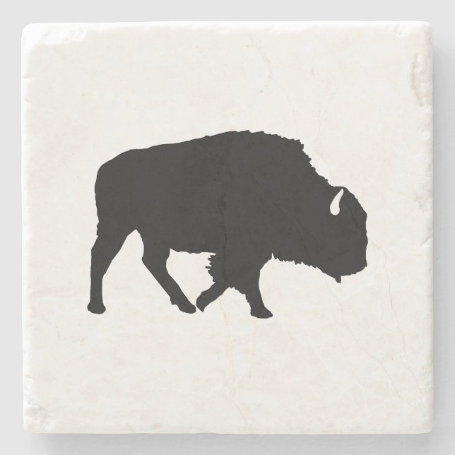 Buffalo Silhouette Marble Stone Underlägg (Framsidan)