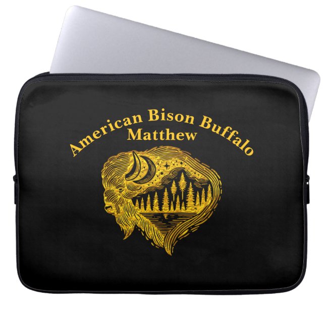 Buffalo Silhouette With Mountains Design Laptop Fodral (Framsidan)