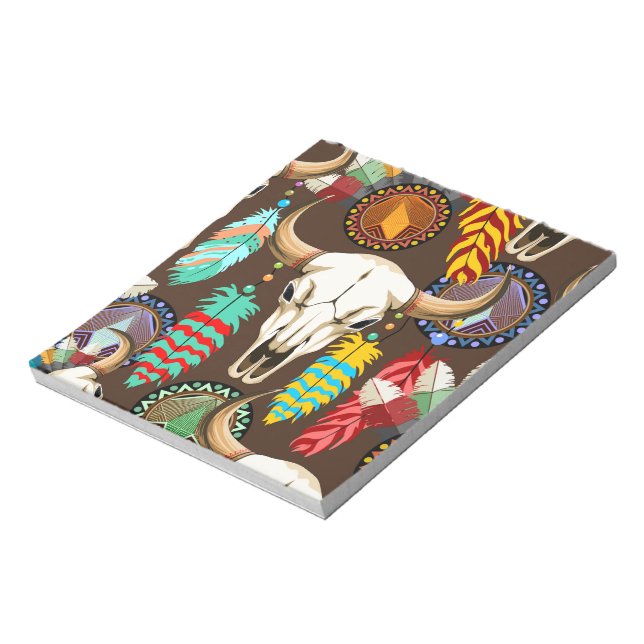 Buffalo skalle Native American emblem Anteckningsblock (Roterad)