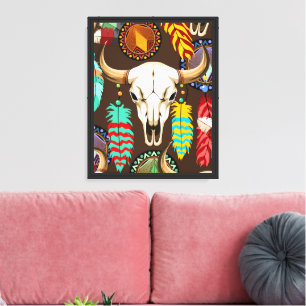 Buffalo Skalle Native American Emblem Canvastryck