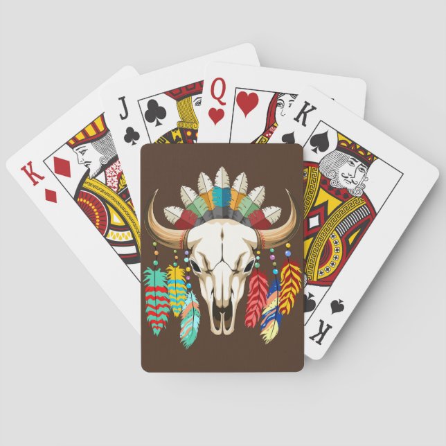 Buffalo Skalle Native American Emblem Casinokort (Baksidan)