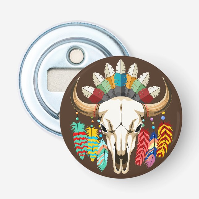Buffalo Skalle Native American Emblem Flasköppnare (Framsidan)
