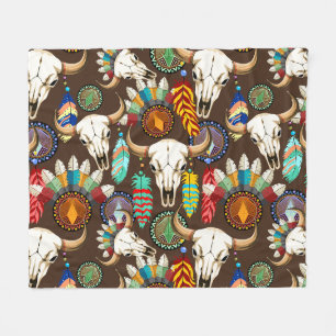 Buffalo Skalle Native American Emblem Fleecefilt