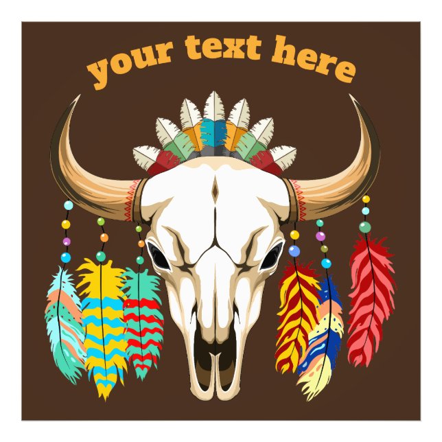 Buffalo Skalle Native American Emblem Fototryck (Framsidan)