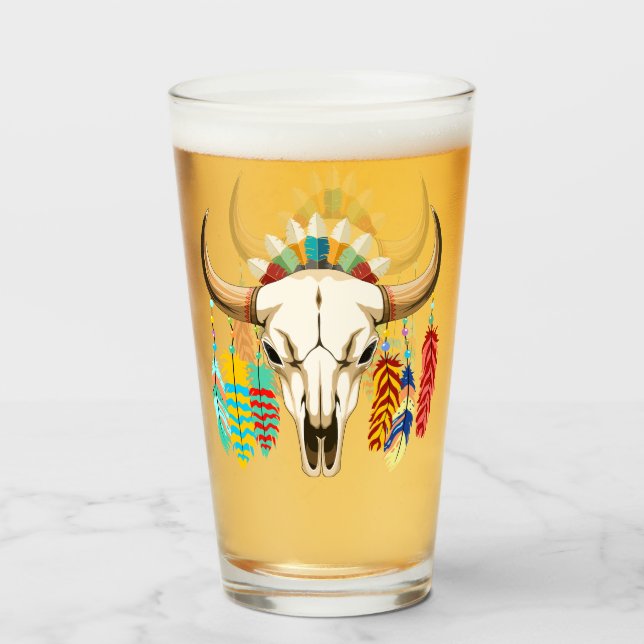 Buffalo Skalle Native American Emblem Glaskopp (Framsida fylld)