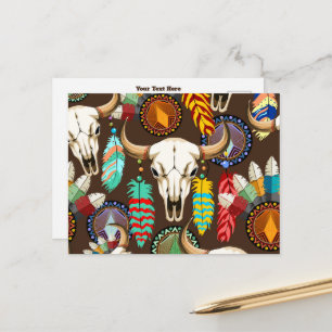 Buffalo skalle Native American emblem Helg Vykort