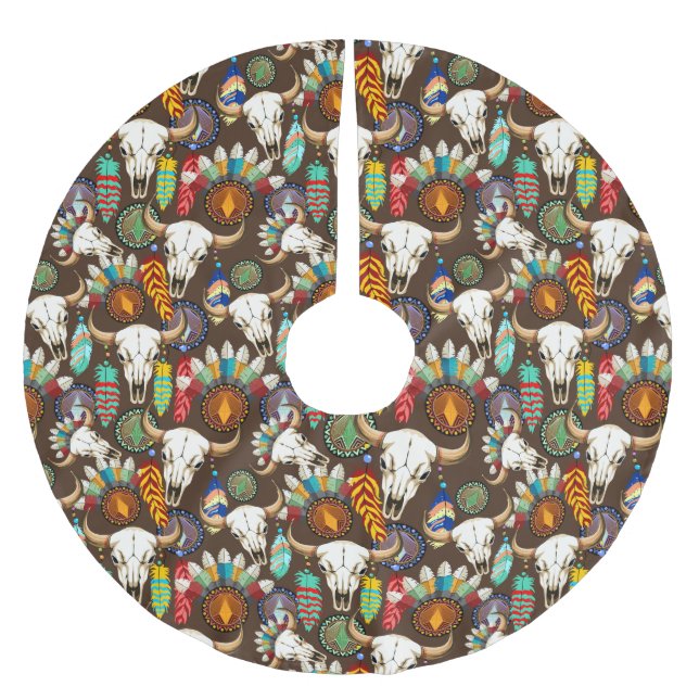 Buffalo skalle Native American emblem Julgransmatta Borstad Polyester (Framsidan)