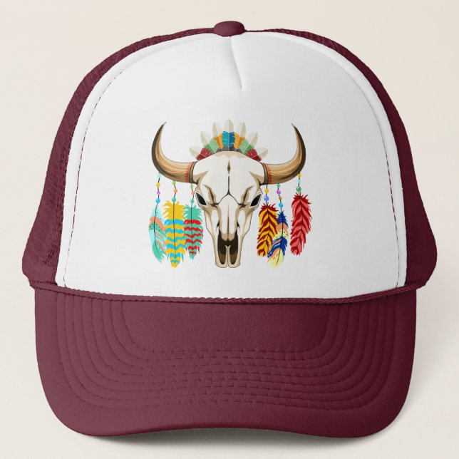 Buffalo Skalle Native American Emblem Keps (Framsida)