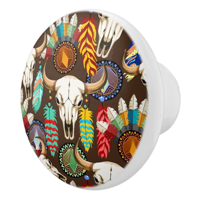 Buffalo Skalle Native American Emblem Knopp (Höger)