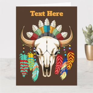Buffalo Skalle Native American Emblem Kort