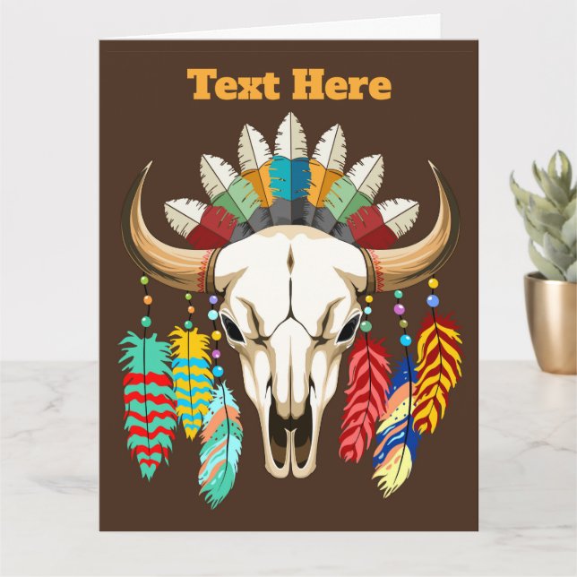 Buffalo Skalle Native American Emblem Kort (Liten växt)