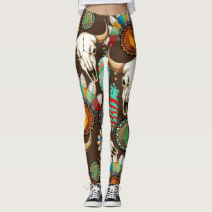 Buffalo skalle Native American emblem Leggings