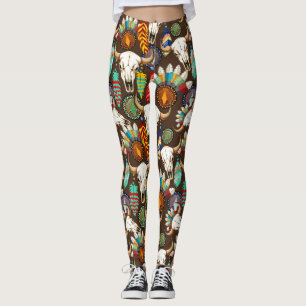Buffalo Skalle Native American Emblem Leggings